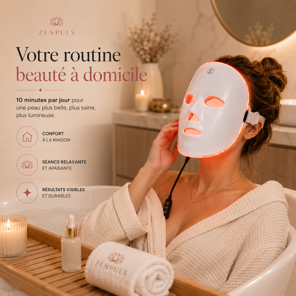 Masque LED Anti-Âge — Thérapie Lumineuse Professionnelle à Domicile