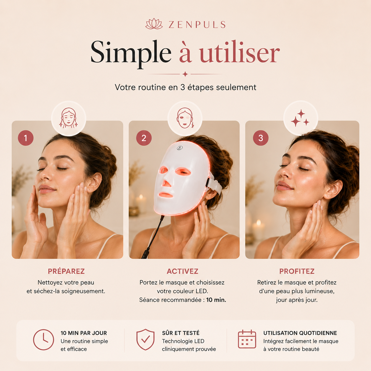 Masque LED Anti-Âge — Thérapie Lumineuse Professionnelle à Domicile