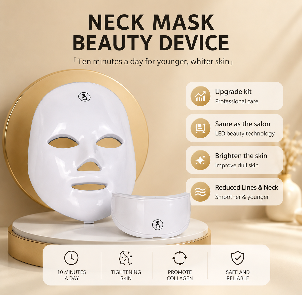 Masque LED Anti-Âge — Thérapie Lumineuse Professionnelle à Domicile